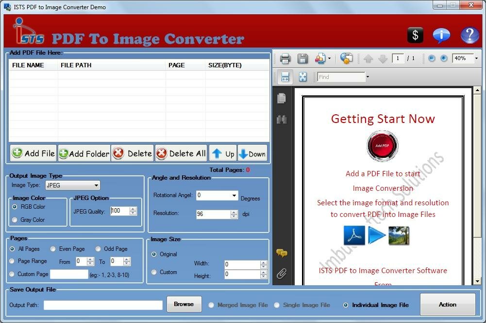 Screenshot of Convert PDF into Image